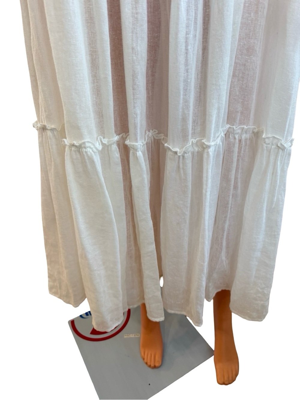 Flowy White Maxi Dress with Tie Neck - Picture 5 of 8